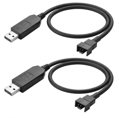 Adaptateur USB 5V 12V, Câble Alimentation Ventilateur PC avec Circuit Élévateur de Tension, Câble USB vers 4 Broches PWM Convertisseur 5V vers 12V, Câble Extension Ventilateur Noir 0.32m, 2Pcs
