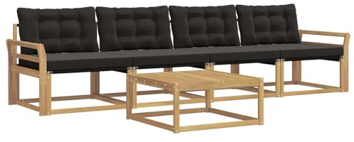 vidaXL Outdoor-Sofagarnitur 5 pcs Weiß und Schwarz 79 x 79 x 37 cm, Garten, modernes Outdoor-Sofa, Lounge-Set für die Terrasse, stylisches Möbel, bequemes Sitzen