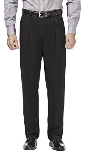 Haggar Men's Classic Fit Premium No Iron Khaki Pleated Pant