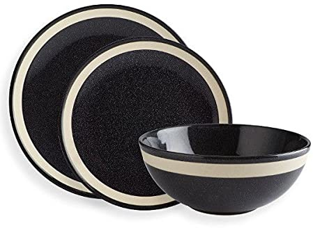 Fairmont & Main Neo Elements Tafelservice, Steingut, Schwarz, schwarz, 12-Piece