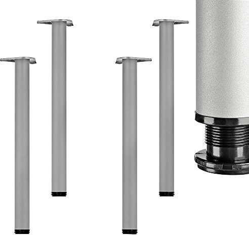 Melko Tischbein Tischfuß Möbelfuß Stahl Silber rund Ø 60mm Stützfuß 4er Set 710mm