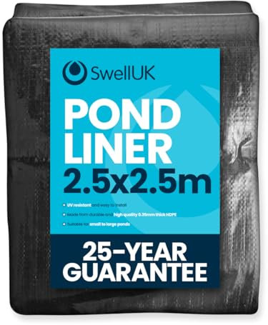 Swell UK 2.5m x 2.5m Pond Liner | 25 Year Guarantee | HDPE | UV Resistant | Garden Fish Ponds
