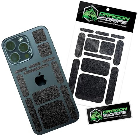 Dragon Grips Grip Tape Cell Phone Mouse Stickers Black 13 pc Multi-Purpose Set Rubberized Stickers. Rubber Adhesive Strips for Phone, Laptop, iPad, iPhone, Tablets & Gaming
