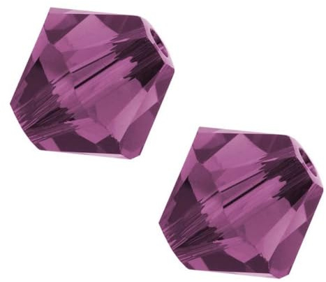 100 cuentas de cristal bicono sueltas facetadas pequeñas de 4 mm, color morado amatista compatible con cristales de Swarovski, SSB411, 100 unidades