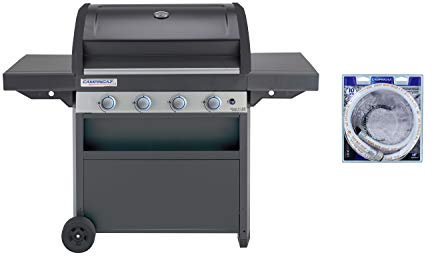 Campingaz Barbecue à Gaz Class 4 LBD, 4 Brûleurs en Inox, Puissance 12,8 kW + Campingaz Tuyau Souple à Visser de 1,25 m pour Barbecue à Gaz