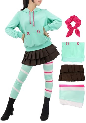 C-ZOFEK Damen Vane Cosplay Kostüm Hoodie Rock US Size Outfit Leggings mit Haargummi für Halloween Weihnachten