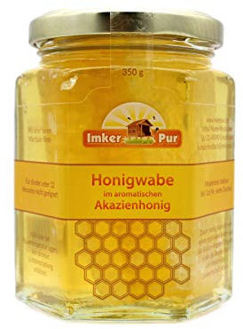 ImkerPur Honigwabe im Glas, in hocharomatischem Akazien-Honig, 350 g