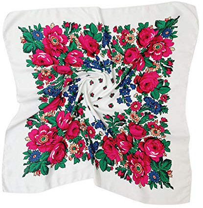 Lazzboy Frauen Dame Muslimischen Blumendruck Folk-custom Square Schal Wrap Travel Seide Leicht Seidentuch Elegante Anti-allergie Halstuch Tuch Geschenk(A)