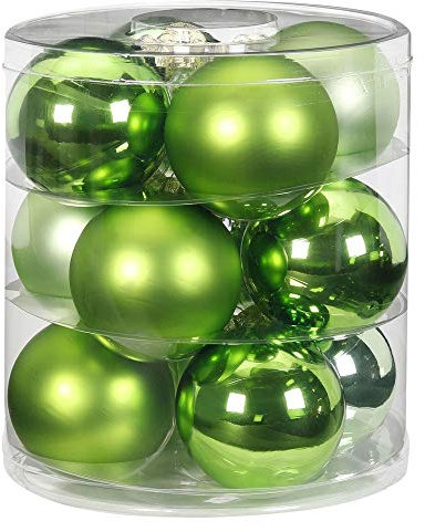 MAGIC Weihnachtskugeln Glas 8cm 12 STK. Christbaumkugeln Farbe: Sparkling Nature - grün hellgrün