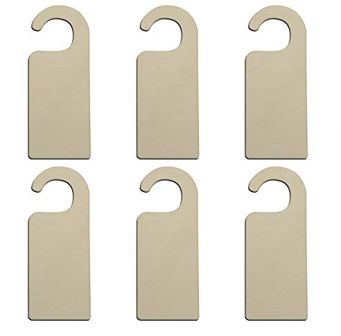 JANOU 6pcs Unfinished Wood Door Sign Blank Wooden Hanger Plaque DIY Craft Project Message Notes Memo Board Door Knob Sign
