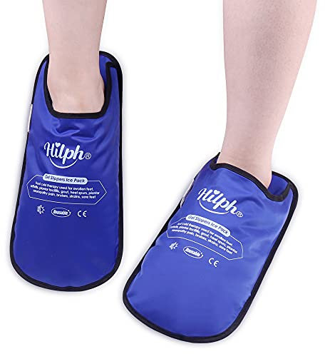 Hilph Poche de Glace en Gel pour Pied Chimiothérapie, Thérapie par le Chaud et le Froid Pack de Froid Pantoufles Réutilisables Pieds pour Gonflés, Douleur au Pied, Fasciite Plantaire, Une Paire Bleu