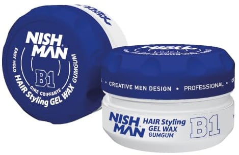 Nishman Haarwachs für Herren, B1 GumGum, 150 ml, Randkontrolle, ultra starker Halt, Haarwachs mit Tonerde (1 Pack)