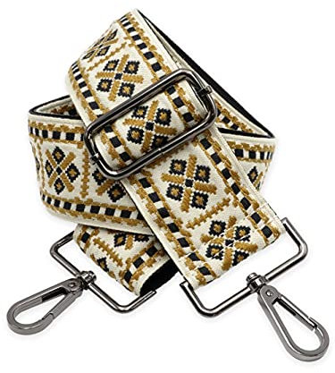 BENAVA Taschengurt Karo Muster Schulterriemen für Taschen 75-135cm mit Karabiner in Farbe Schwarz | Schultergurt für Taschen mit Strickmuster als Ersatz für Taschenhenkel Taschenriemen Taschenkette