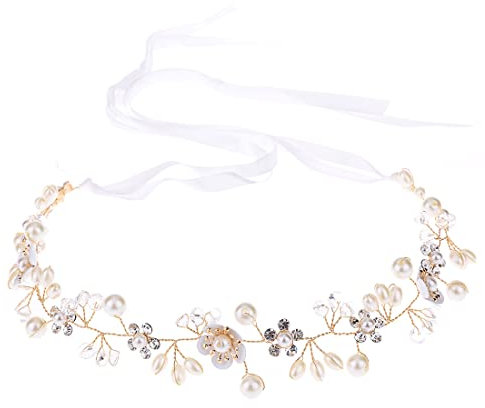 Zeayebsr Braut Haarband Silber Kristall Blinkender Braut Haarschmuck Handgefertigtes Vintage Braut Stirnband Braut Hochzeit Accessoires Party (Weiß)