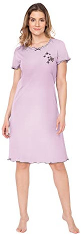 e.Femme® 807 Chemise de nuit pour femme 50 % coton et 50 % modal, vieux rose, 44