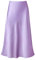 Damen-Midirock aus Satin, hohe Taille, versteckter elastischer Bund, ausgestellt, lässig, A-Linie, Flieder, Groß