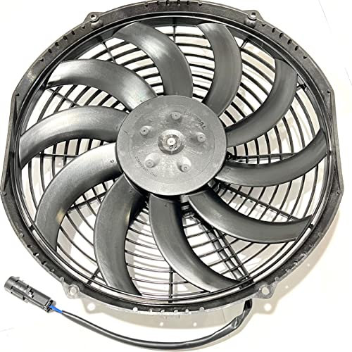 SPAL 12 Curved Puller High Performance Radiator Fan - 1226 CFM - 12V - Weatherpack Connector - Replacement for Thermo King 78-1201 & More - Compatible with Vehicles & Heavy Machinery