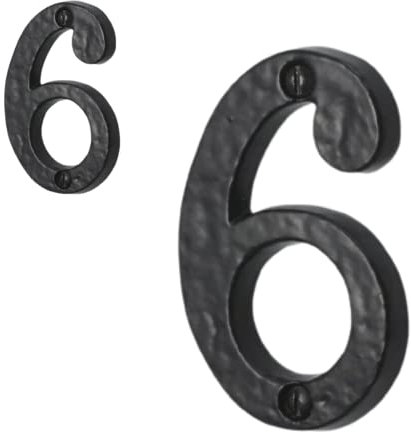 Antique Black Door Numbers Screw On 3 Inch Cast Iron Number 6 Door Number Elegant and Bold Door Numerals Suitable for All Door Types Including Wooden uPVC and Composite.