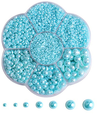 5700 Hellblaue Halbperlen zum Basteln, Flatback Perlen für Nagelkunst/Juwelen Perlen DIY Zubehör Flache Rückseite Bastelperlen für Künstler Kreative Kunst und Modeprojekte