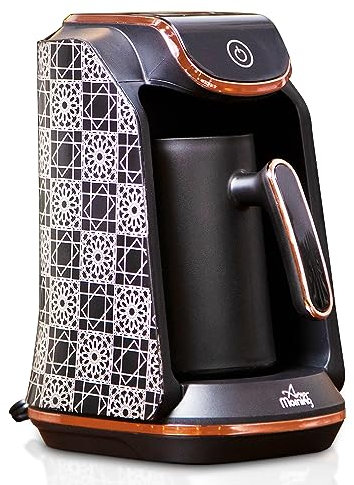Any Morning Turkish Coffee Maker, Automatic Turkish/Greek Coffee Machine, 1-4-Cup Turkish Coffee Pot, Low-Watt Coffee Maker with Overflow Prevention, Sound Alarm, and Safety System