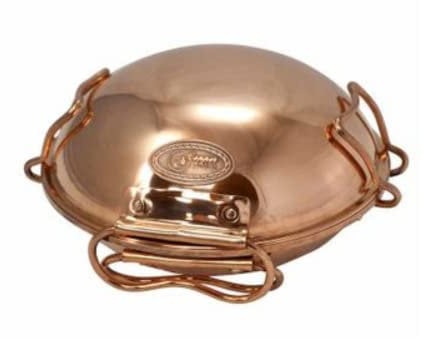 CopperGarden® Cataplana Bräter aus handverzinntem glattem Kupfer mit ca 30 cm Durchmesser I Portugies. Kupferbräter mit perfekter Wärmeleitfähigkeit I Für Gas/Feuer/Grill & Backofen