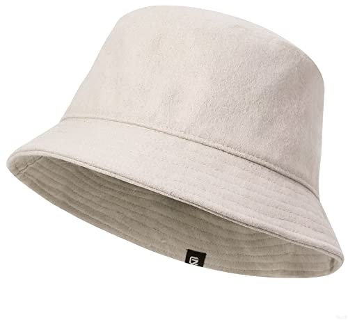 GADIEMKENSD Winter Bucket Hat - Premium Wool, Packable, Plain Colors, Warm Soft Felt Wool Bucket Hats for Women Men Unisex Casual Outdoor Hiking Fisherman Cap Khaki Gray M