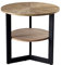 MODERION Runder Couchtisch, Teetisch, Doppeldecker Beistelltisch, Sofatisch für Wohnzimmer, mit Metallbeinen, Eiche, (Hellbraun), 61cm x 64 cm (H x B)