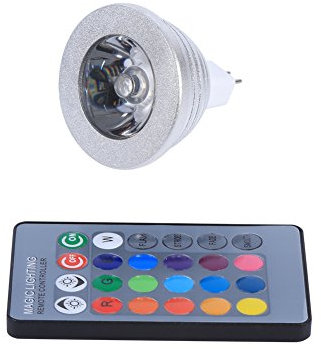 YUMILI Farbwechsel Lampe, MR16 3W RGB LED Licht Farbwechsel Lampe, RGB Magic Spot Light 12V-24V mit Fernbedienung für Home Bar