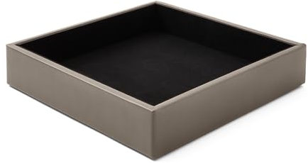 eglooh - Minerva - Taschenleerer Leder Taupe Grau - Schreibtisch-Organizer mit modernem Design - Ablagefach für Schlüssel, Münzen, Schmuck - cm 16,5 x 16,5 - Made in Italy