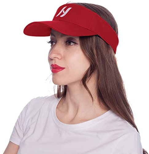 HEYANN Rot Tennis Cap Damen, Visor Cap Damen Sonnenhut Schirmmütze Sport Sonnenblende Hüte für Damen Weich Baseball Cap UV Schutz Tennis Visiere für Frauen Männer Outdoor (Rot)