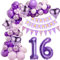 Lila 16 Geburtstag Deko Mädchen, Ballon Girlanden 16 Geburtstag Dekoration, Lila Geburtstagsdeko 16 Mädchen,Luftballons Girlande 16. Lila Deko,Mädchen 16. Geburtstag Dekorationen Violett