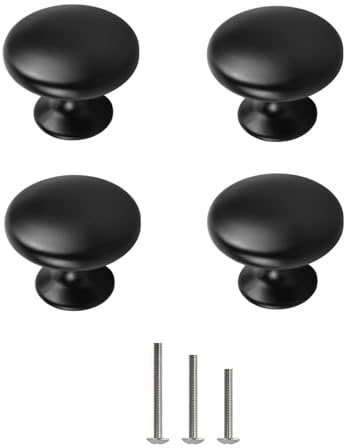 ShipeeKin 4X Cupboard Knobs Black Door Knobs Matt Black Cabinet Pull Handle 30mm for Kitchen Dresser Furniture Chest Drawer Wardrobe Door Bathroom