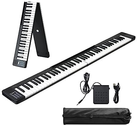88 tasti pianoforte pieghevole tastiera elettrica pianoforte pianoforte digitale portatile semi-pesato doppio altoparlante incorporato ricaricabile con pedale di sostegno MIDI Bluetooth 5.0, porta spa