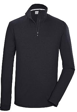 killtec Herren Funktionsshirt mit Stehkragen und Reißverschluss KSW 95 MN LS SHRT, schwarz blau, L, 40843-000