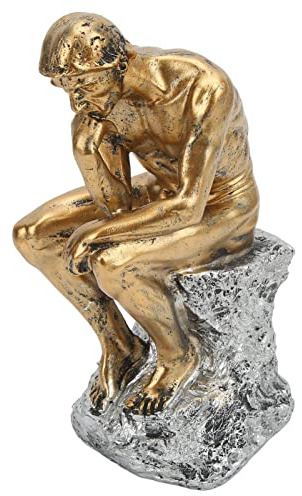 Glomora The Thinker Statue,Denker Statue Harzskulptur Im Retro Stil Tiefe Kontemplationsfiguren Der Denker,Für Zuhause Büro Und Wohnheim große Dekoration