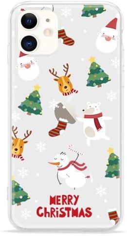 LCHULLE Weihnachten Handyhülle Kompatibel mit iPhone 11(6.1 Zoll) Hülle Weihnachten Transparent Silikon Christmas Case Durchsichtig Schutzhülle für iPhone 11 Frohe Weihnachten