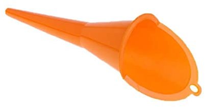 Puco Multi-Function Auto Engine Oil Petrol Change Funnel, Long Stem Plastic Funnel For Car, Motorcycle, ATV, Boat, Orange, 12mm x 80mm x 280mm