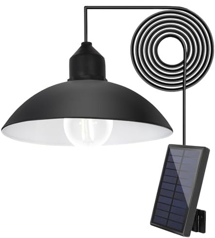 SALCAR Solar Hängelampen für Außen Wasserdicht, Aluminum Solarlampen Hängend mit 5m Kabel, 270 ° Einstellbares Solarpanel, Pendeleuchte für Camp Zelt, Angeln, Hühnerstall - 6500K Kaltweiß