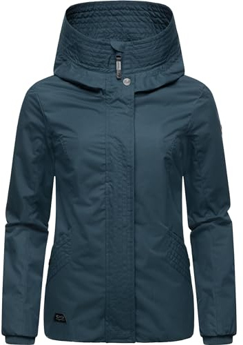 Ragwear Damen Übergangsjacke leichte wasserdichte Jacke kurz mit Kapuze Vannesa Petrol Gr. S