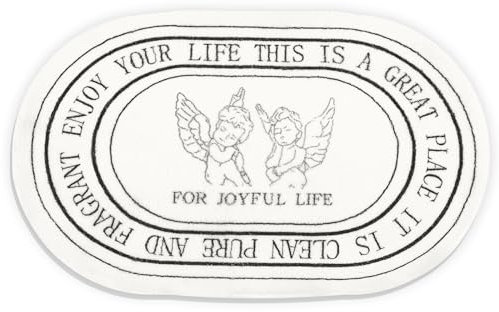 Badezimmerteppich, 50,8 x 81,3 cm, weich, schwarz-weiß, rutschfest, saugfähig, Duschvorleger, maschinenwaschbar, Badewannenmatte, niedlicher Engel, Badematte für Badezimmer, Boden (Winkel, Baby-B)