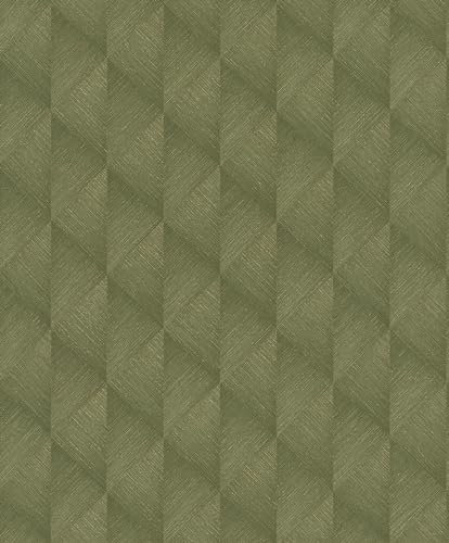 Rasch Tropical House Collection 687941 Non-Woven Wallpaper with Geometric Motif in 3D Look in Green Gold