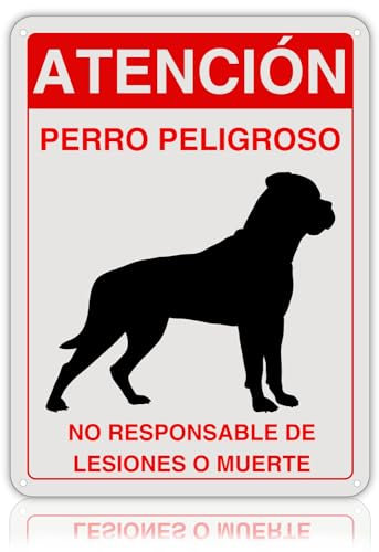 LEIASA Cartel Perro Peligroso - 21x28 cm - Aluminio Reflectante - Grosor 0,8 mm - Letrero Cuidado Perros - Resistente Exterior - Impresión UV - Señal Cuidado con Perro - Placa para Perros