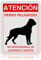 LEIASA Cartel Perro Peligroso - 21x28 cm - Aluminio Reflectante - Grosor 0,8 mm - Letrero Cuidado Perros - Resistente Exterior - Impresión UV - Señal Cuidado con Perro - Placa para Perros