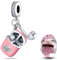 HappyStar Charms Anhänger Silber 925 für Armbänder,Red charm anhänger,beads charms,kompatibel mit europäischen Armbändern und Halskette für Frauen