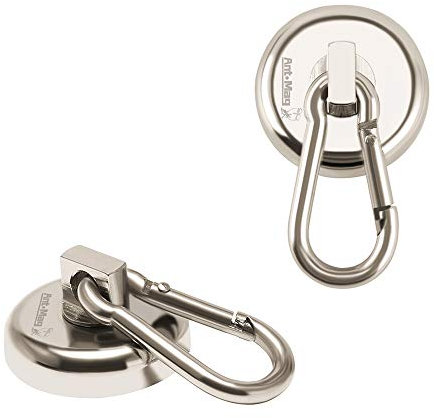THCMagorilla Carabiner Magnetic Hooks 36KG (80LBS) Heavy Duty Neodymium Magnet Carabiner with Swivel Snap Hook for Indoor/Outdoor Hanging Grill Kitchen Purse Warehouse Pack of 2
