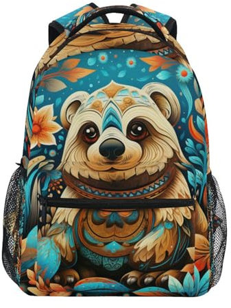KAAVIYO Blumenmuster Biber Schulter Student Rucksacks Bookbags Kinderrucksack Büchertasche Rucksäcke für Teen Mädchen Jungs