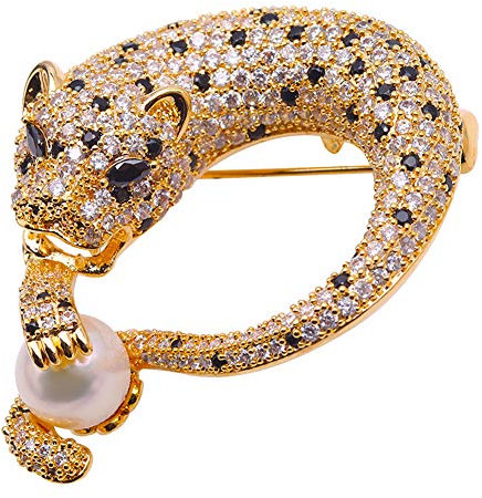 Broches Merveilleuse broche blanche d'eau douce naturelle en forme de léopard de 9mm for les femmes