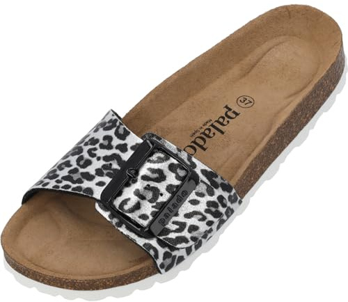Palado Pantoletten Damen Malta EGS Leo - bequeme Sandeln Made in Spain - Hausschuhe mit dämpfendem Kork-Fußbett - modische Sommerschuhe