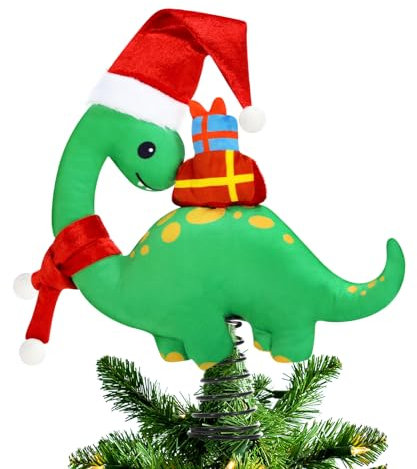 Dinosaur Christmas Tree Topper - Brachiosaurus Ornament for Kids - Party Home Decorations Supplies