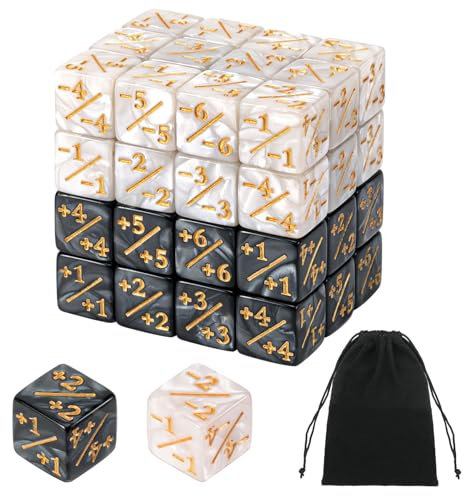 MumdoYAL 48 PCS Contatori di Dadi(Bianco+Nero), Compatibile con MTG, CCG, Accessorio per Giochi di Carte ,con borsa portaoggetti,magic dadi,dadi magic the gathering